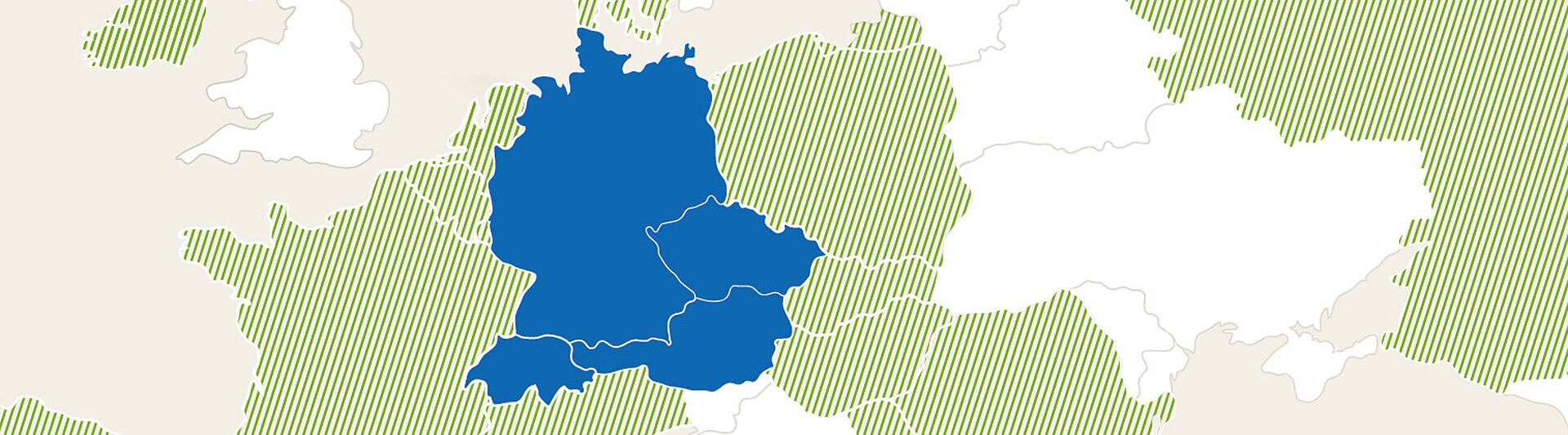 Europakarte mit den Pacovis-Standorten Schweiz, Österreich, Deutschland und Tschechien